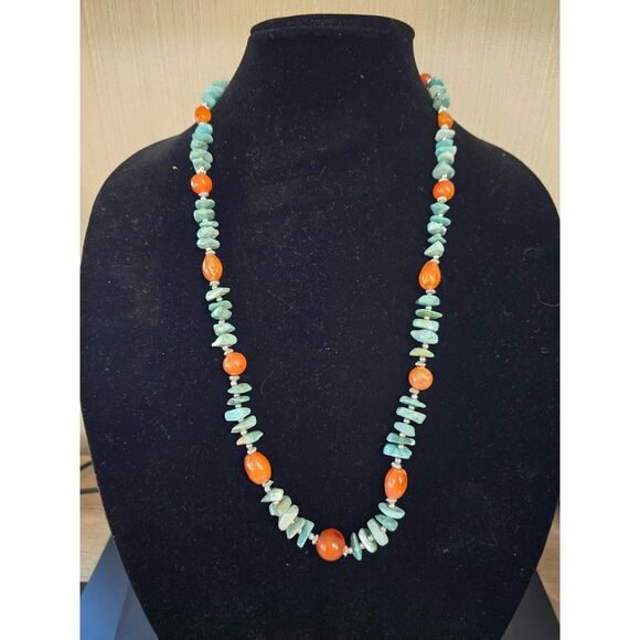 Turquoise and Amber Necklace - Picture 1 of 3